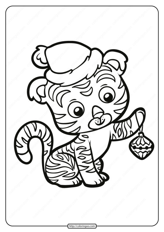 Тигрёнок раскраска новый год