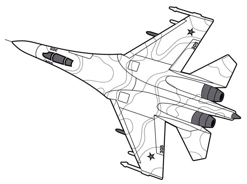 Раскраска самолет истребитель Су-24