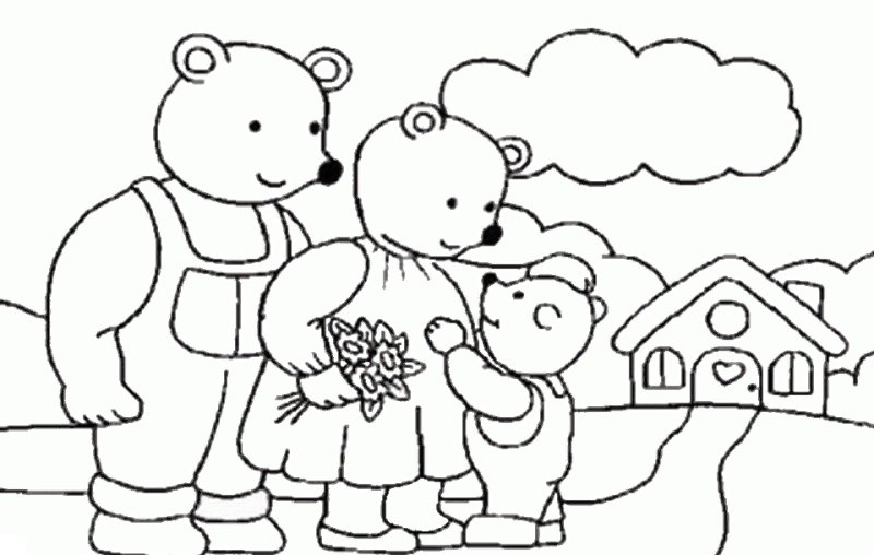 Семья мишек раскраска