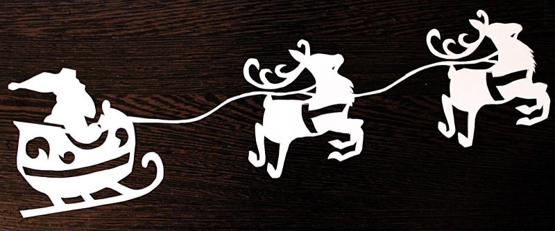 Дед Мороз на санях трафарет