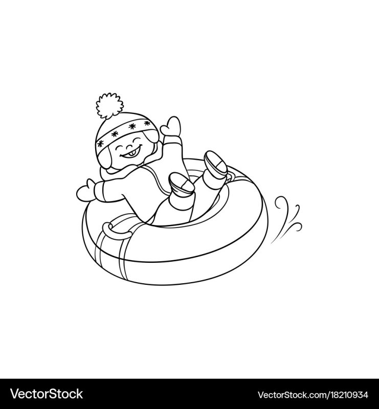 Тюбинг раскраска для детей