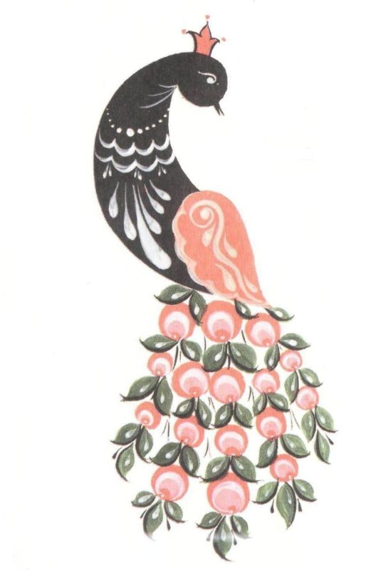 Городецкий фазан роспись