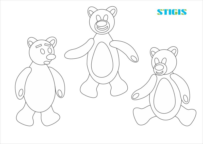 Три медведя раскраска для детей
