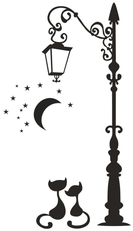 Трафарет фонарь уличный на окно