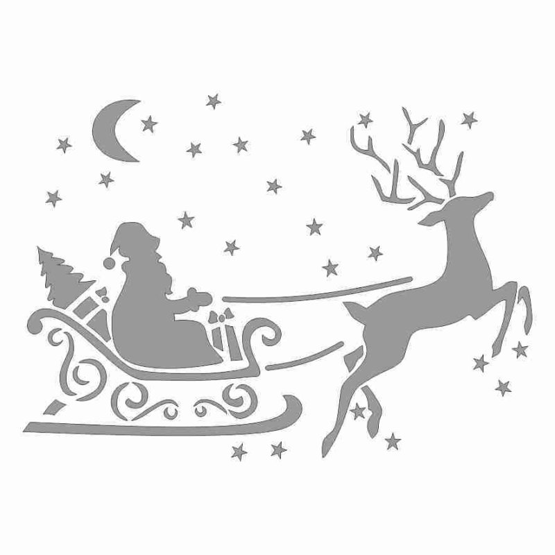 Новогодние олени с санями на окна