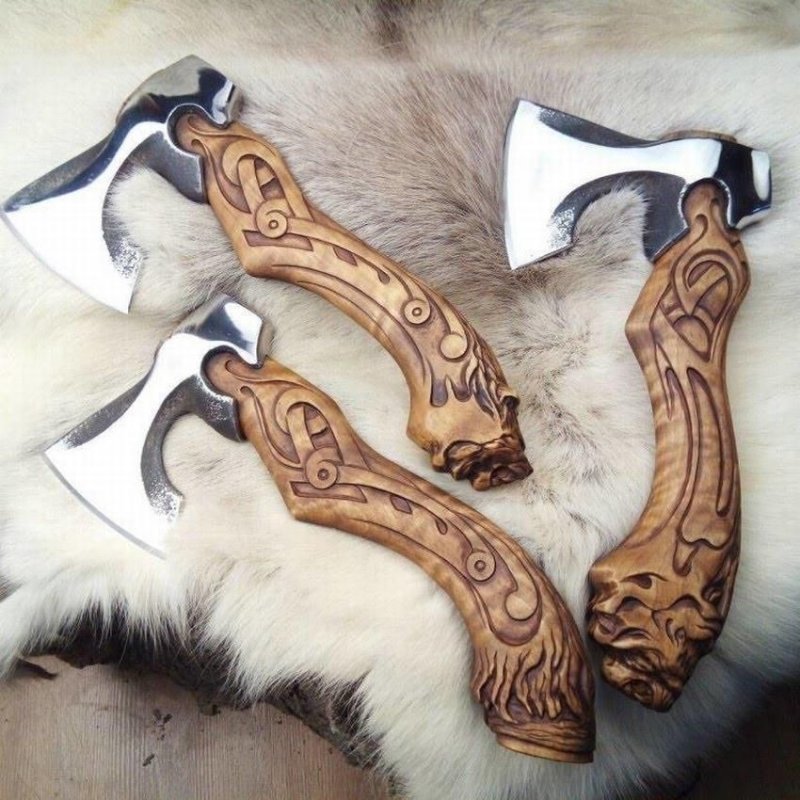 Ручка топора резьба Викинг