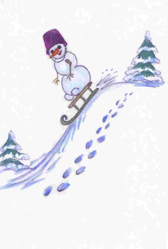 Рисование горка зимой