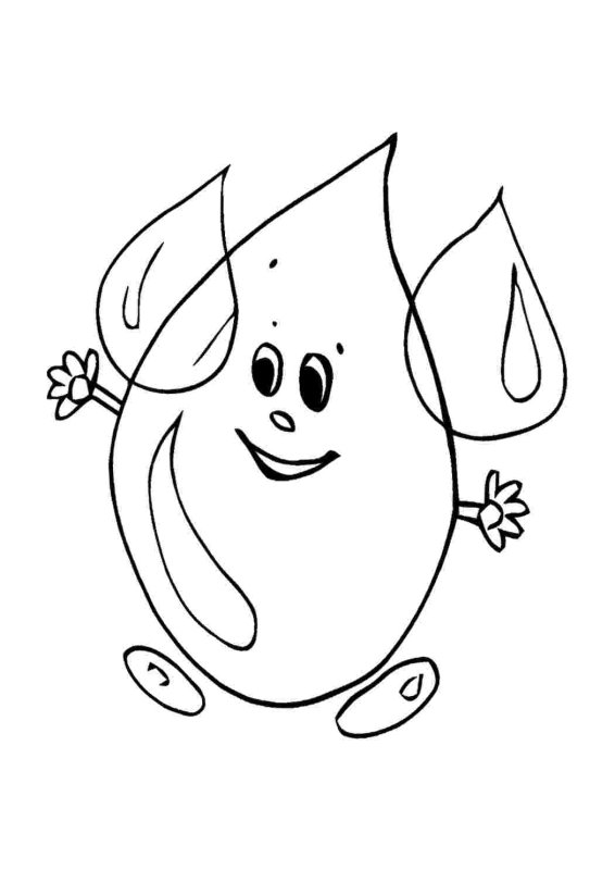 Раскраска капелька воды для детей