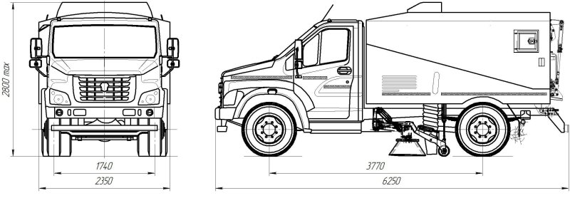 Газон Некст габариты кабины