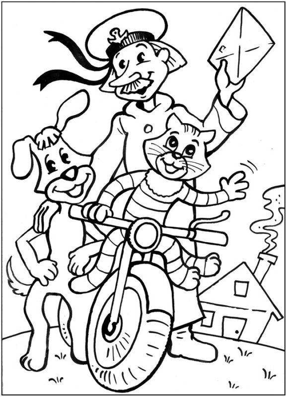 Трое из Простоквашино раскраска