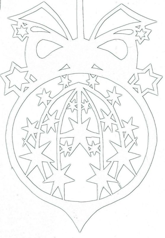 Новогодние шары вытынанка на окно