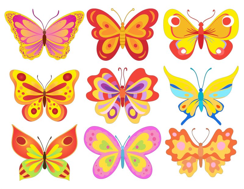 Бабочки для вырезания цветные
