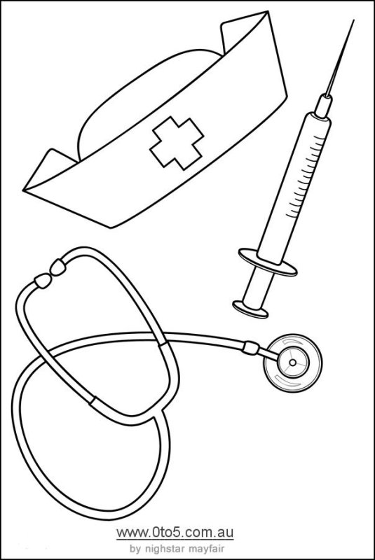 Раскраска медицинские инструменты для детей