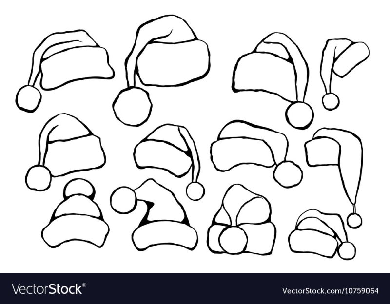 Шапка Санта Клауса раскраска для детей