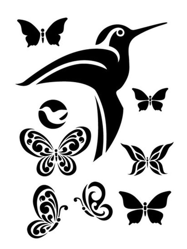 Трафареты птиц и бабочек