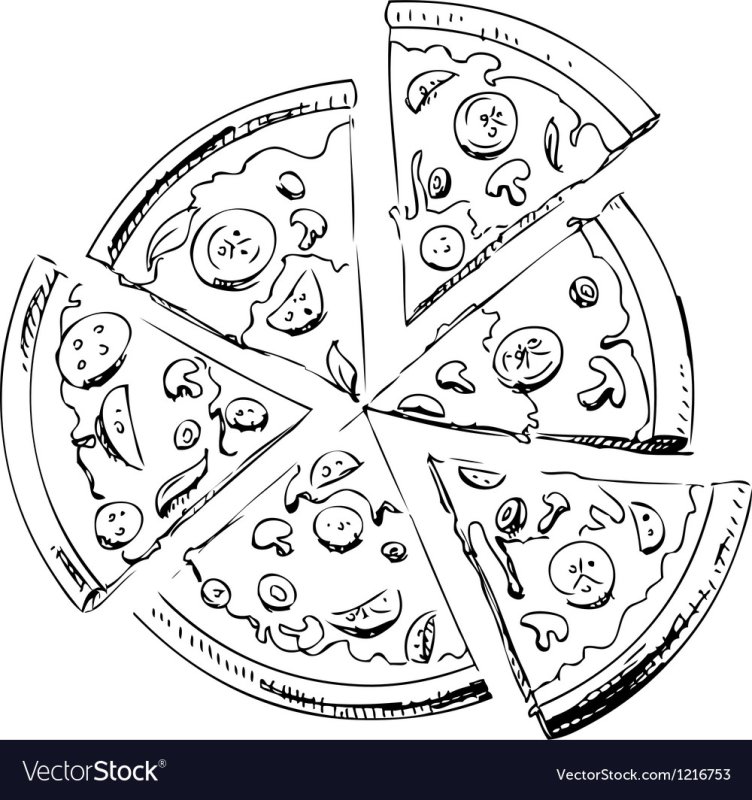 Пицца раскраска для детей