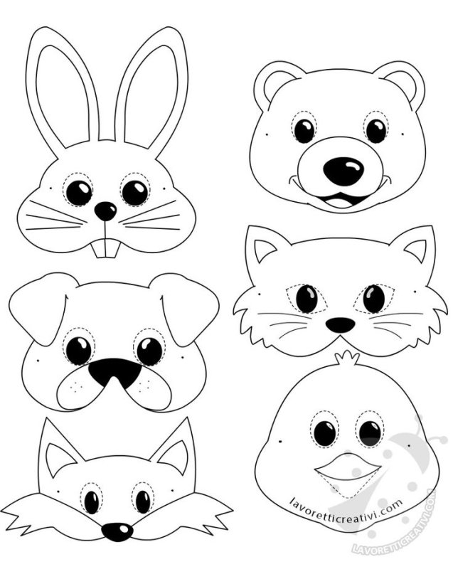 Мордашки животных для аппликаций