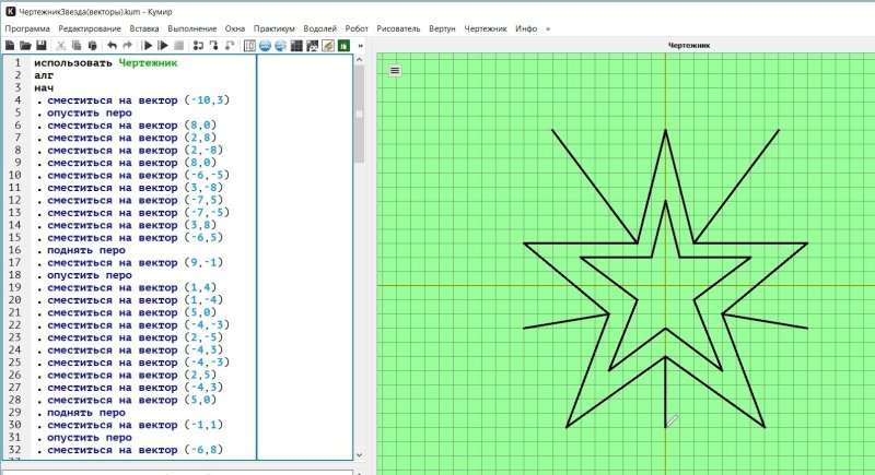 Рисунки в кумире чертежник с координатами