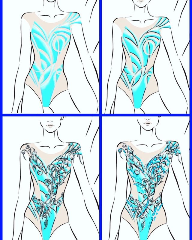 Эскизы купальников для художественной гимнастики