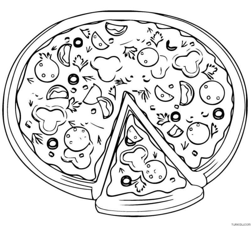 Пицца раскраска для детей