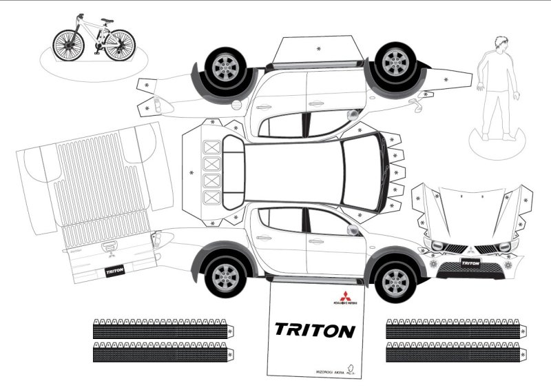 Мицубиси из бумаги развертки