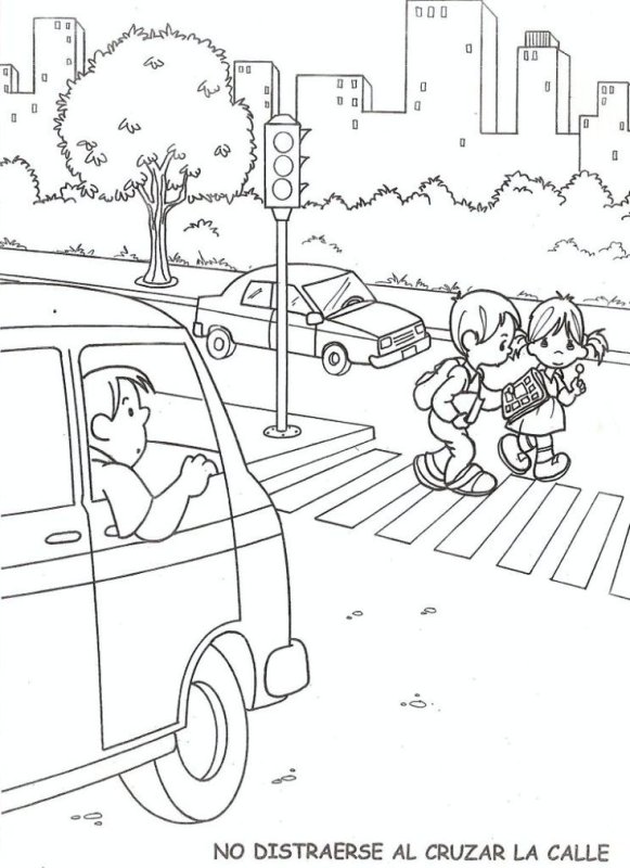 Раскраска дорожное движение