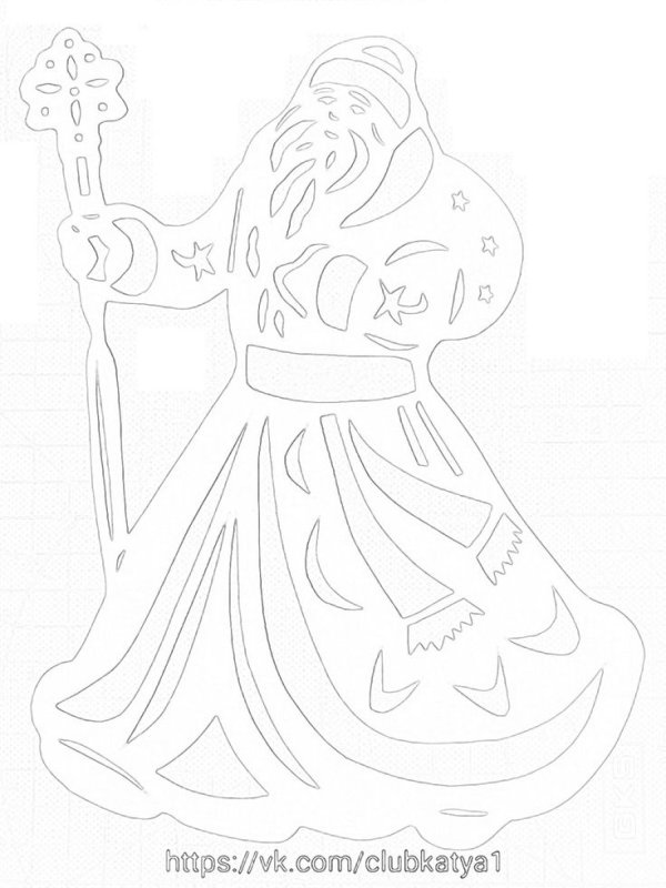 Трафарет Снегурочки на окно