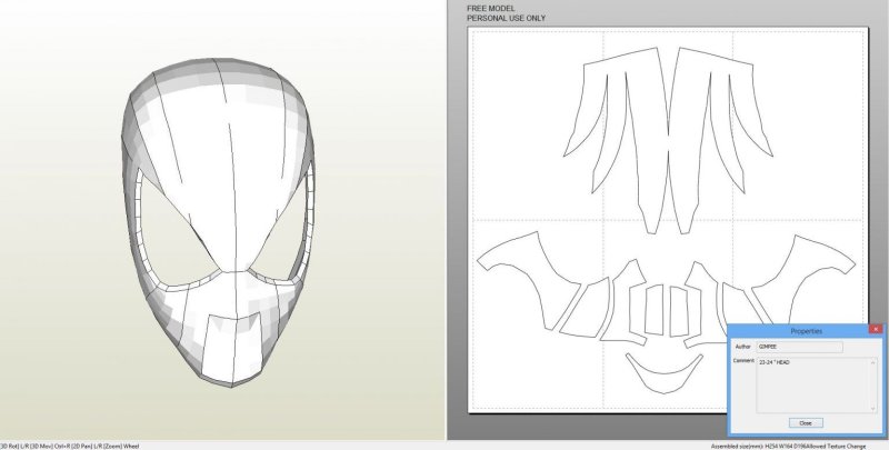 Развёртка маски человека паука из картона