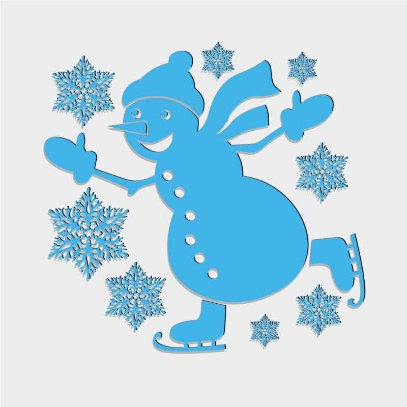 Снеговик трафарет для вырезания