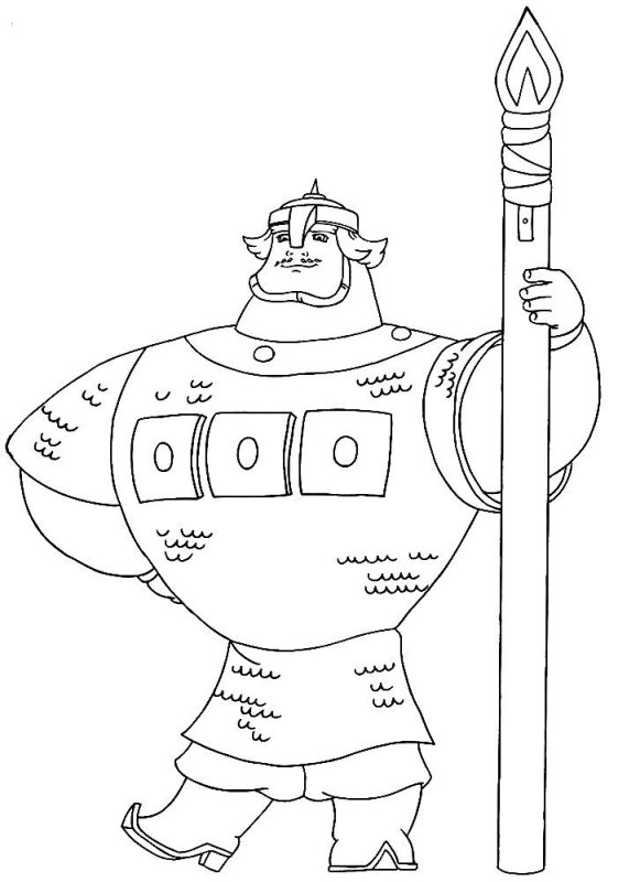 Раскраска три богатыря Илья Муромец