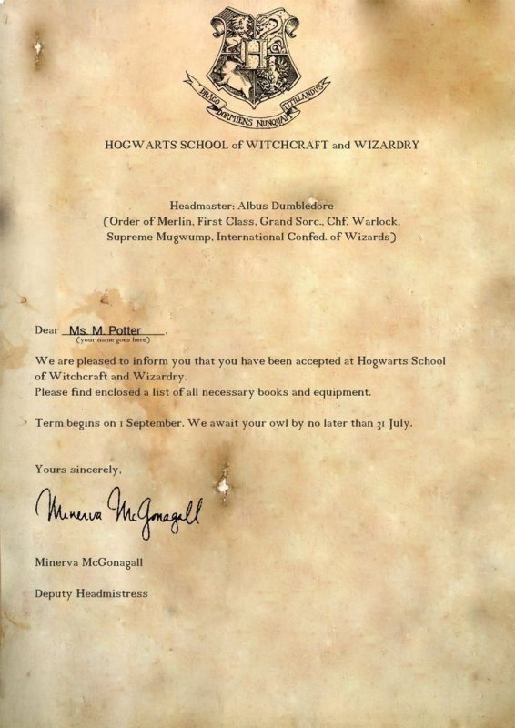 Приглашение Гарри Поттеру из Хогвартса