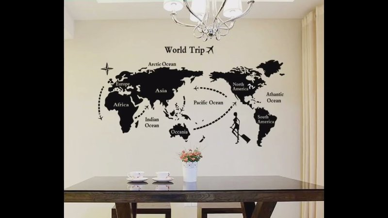 Стилизованная карта мира на стену