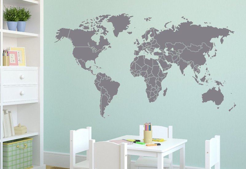 Карта мира на стене декор