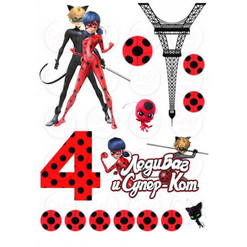 Сахарная печать леди баг и супер