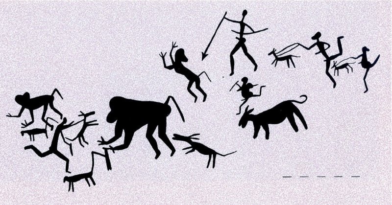 Наскальные рисунки первобытных людей охота