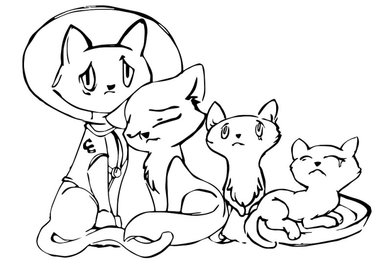 Раскраска Кошачья семья