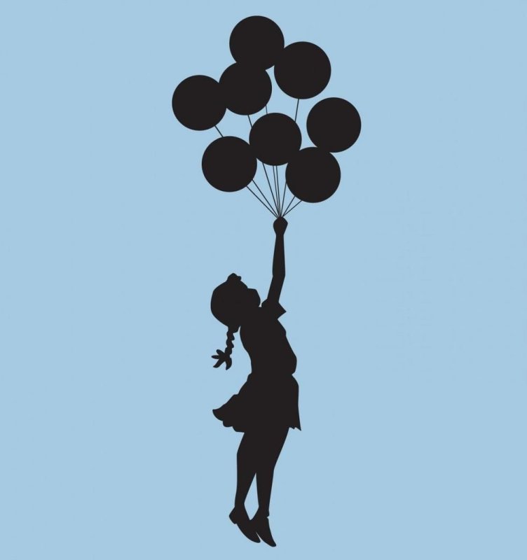 Силуэт девочки с шарами