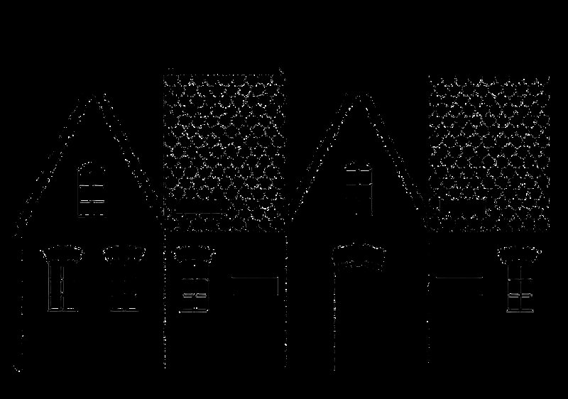 Трафарет объемного домика