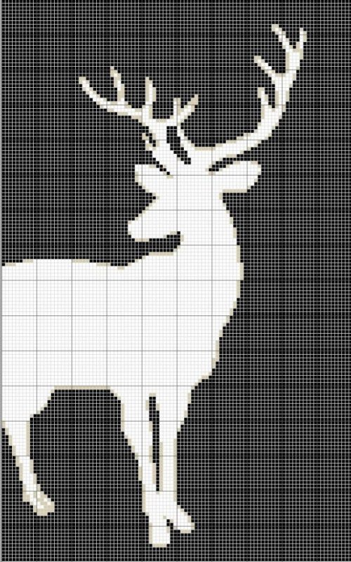 Олень трафарет для вышивания