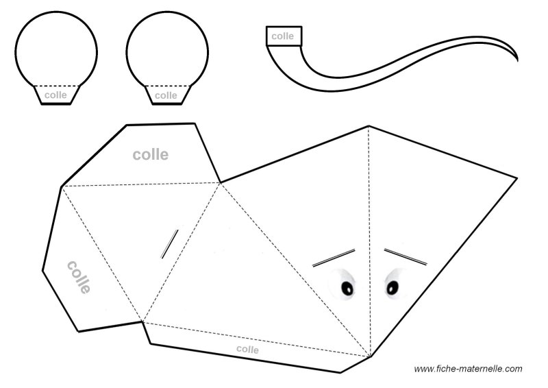 Мышь из бумаги объемная