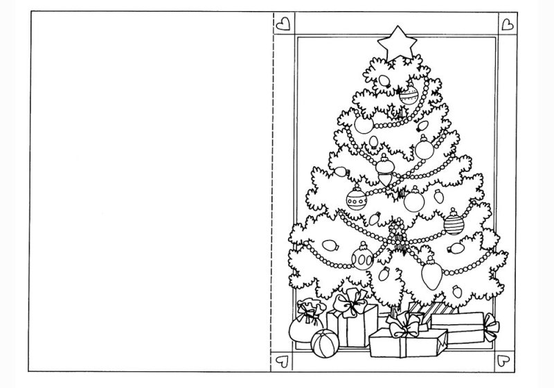 Новогодние открытки раскраски для детей
