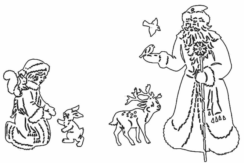 Вытынанки дед Мороз и Снегурочка