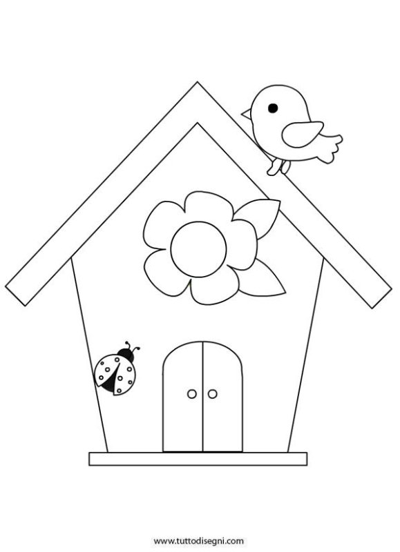 Домик для птиц раскраска