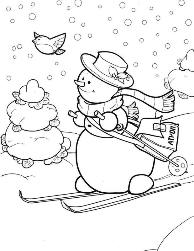 Снеговик почтовик раскраска для детей