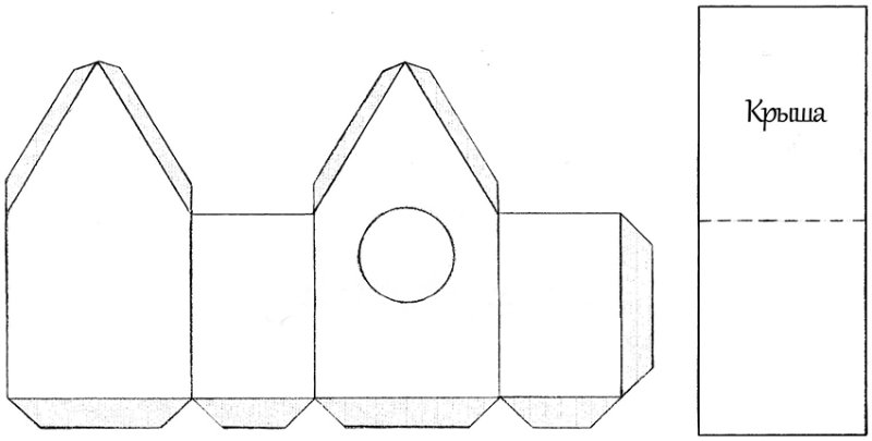 Кормушка для птиц из картона чертеж