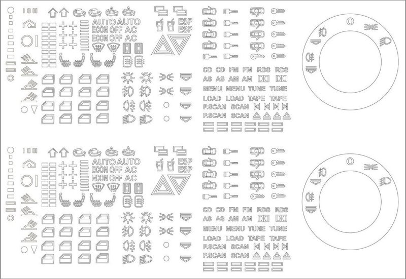 Трафареты на кнопки автомобиля Ауди а4 б6