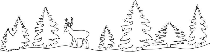 Трафарет зимний лес на окно