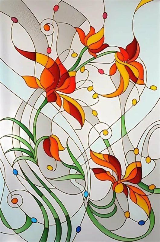 Витраж цветы
