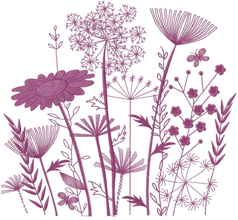 Машинная вышивка полевые цветы