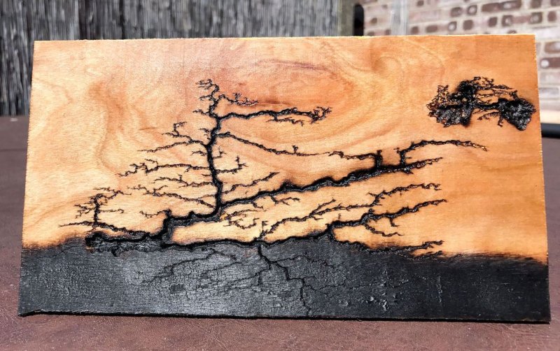 Выжигание молнии на дереве